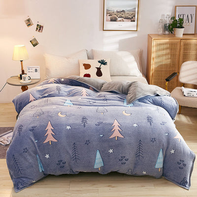 Plush Thick Snowflake Duvet Cover Single Piece Flannel