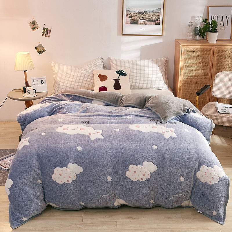 Plush Thick Snowflake Duvet Cover Single Piece Flannel