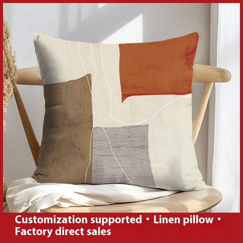 Abstract Oil Painting Linen Pillow Cover