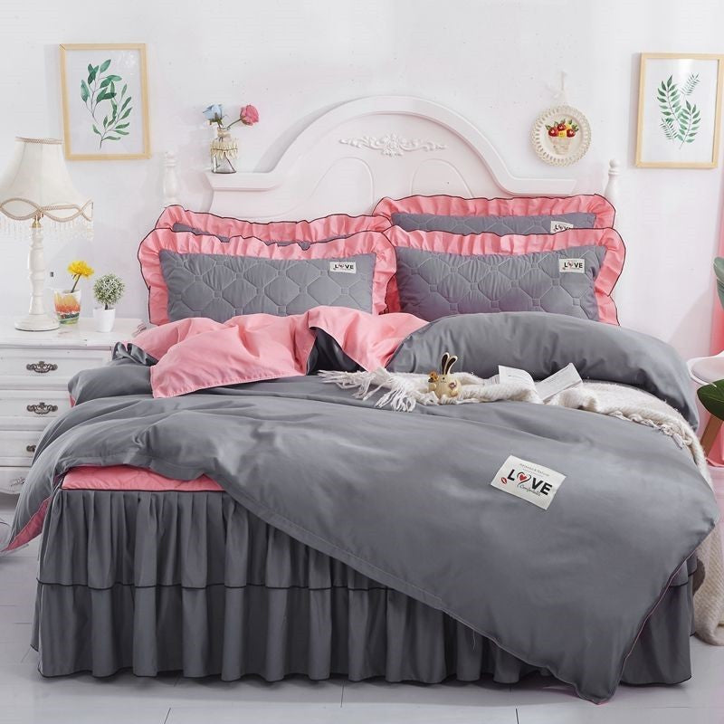 A Full Set Of Quilted Fallwinter Bed Skirt Bedspread Bed Sheet