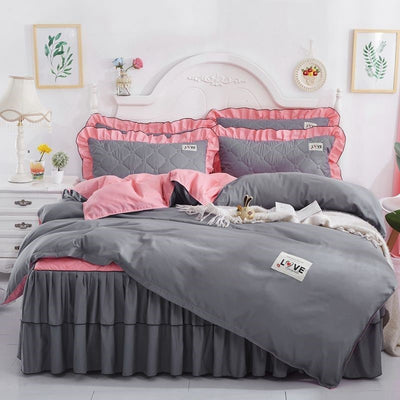 A Full Set Of Quilted Fallwinter Bed Skirt Bedspread Bed Sheet