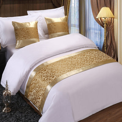 High grade and simple modern luxury gold bed cover, bed end cushion and pillow case