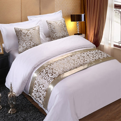 High grade and simple modern luxury gold bed cover, bed end cushion and pillow case