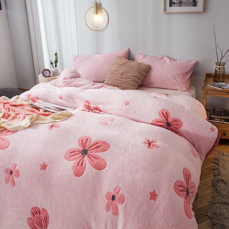 Plush Thick Snowflake Duvet Cover Single Piece Flannel