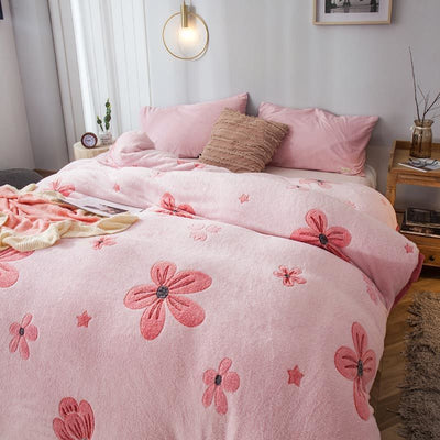 Plush Thick Snowflake Duvet Cover Single Piece Flannel