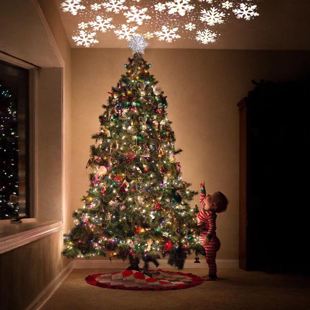 Christmas Tree Topper Star Lighted 3D Glitter