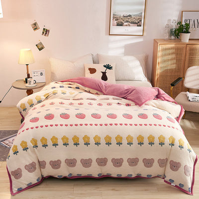 Plush Thick Snowflake Duvet Cover Single Piece Flannel