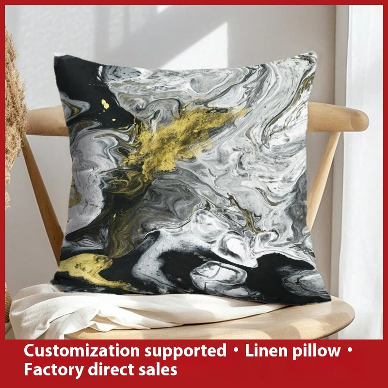 Abstract Oil Painting Linen Pillow Cover