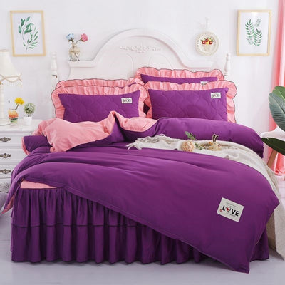 A Full Set Of Quilted Fallwinter Bed Skirt Bedspread Bed Sheet