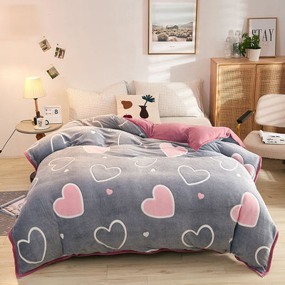 Plush Thick Snowflake Duvet Cover Single Piece Flannel