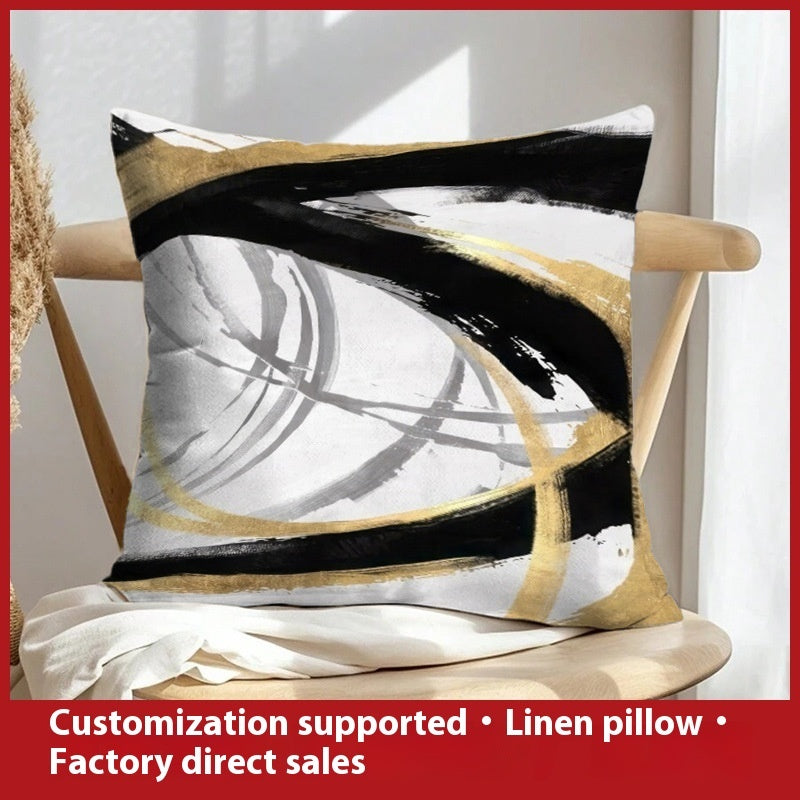 Abstract Oil Painting Linen Pillow Cover