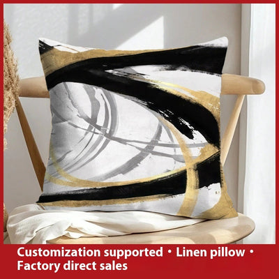 Abstract Oil Painting Linen Pillow Cover