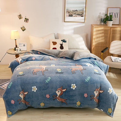 Plush Thick Snowflake Duvet Cover Single Piece Flannel