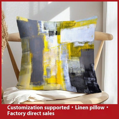 Abstract Oil Painting Linen Pillow Cover