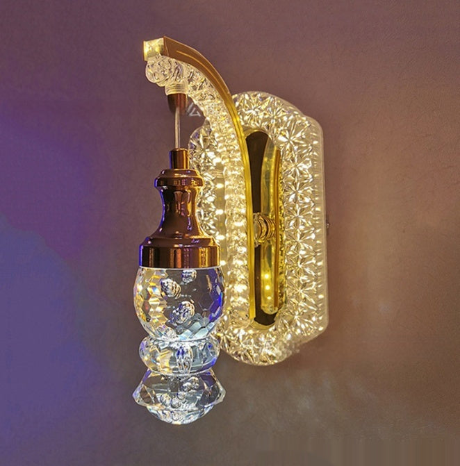 Oval Acrylic Crystal Hanging Decorative Wall Lamp