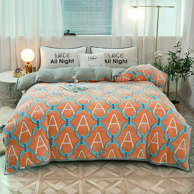 Plush Thick Snowflake Duvet Cover Single Piece Flannel