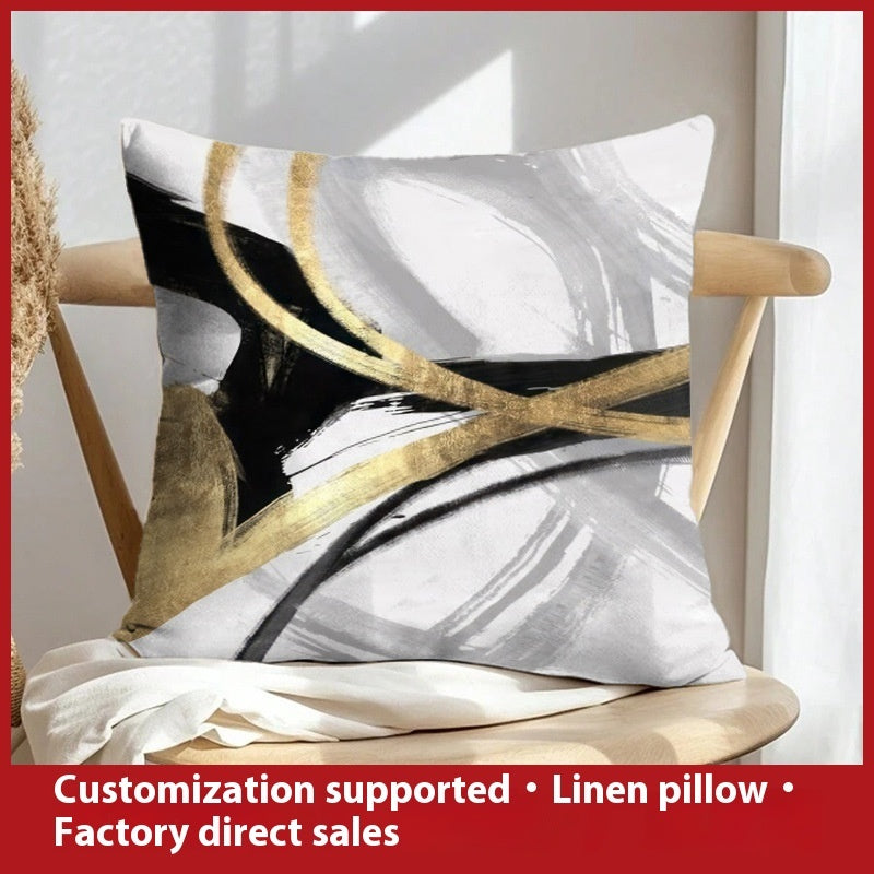 Abstract Oil Painting Linen Pillow Cover