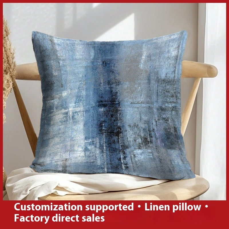 Abstract Oil Painting Linen Pillow Cover