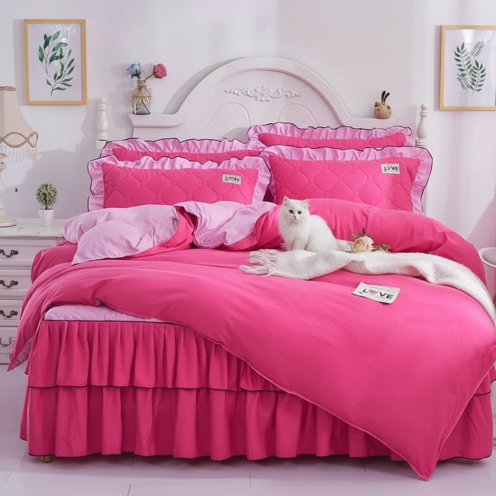 A Full Set Of Quilted Fallwinter Bed Skirt Bedspread Bed Sheet