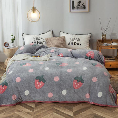 Plush Thick Snowflake Duvet Cover Single Piece Flannel