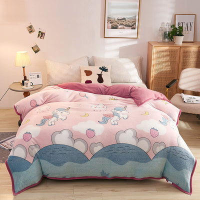 Plush Thick Snowflake Duvet Cover Single Piece Flannel