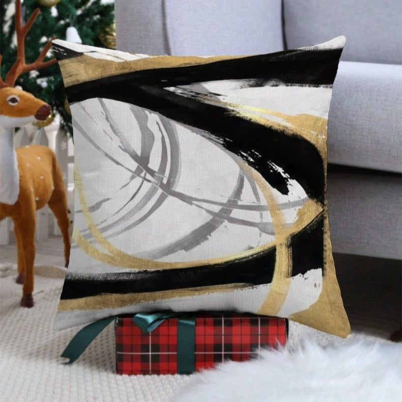 Abstract Oil Painting Linen Pillow Cover