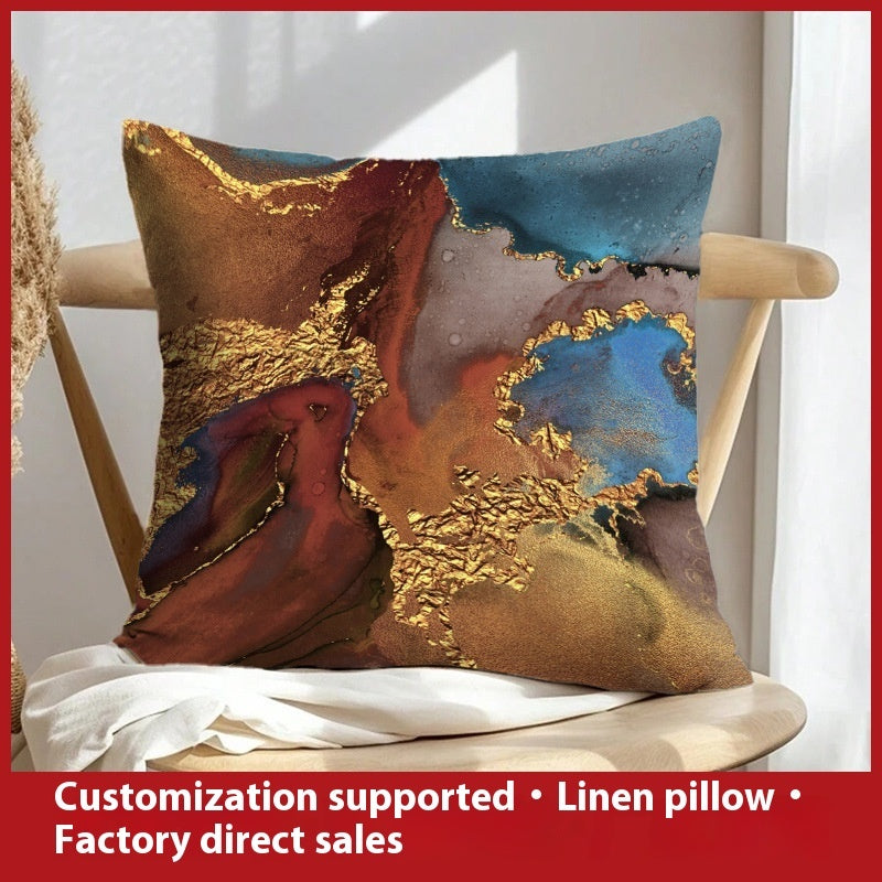 Abstract Oil Painting Linen Pillow Cover