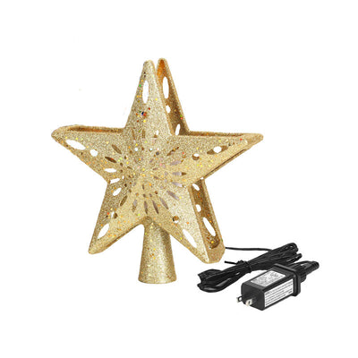 Christmas Tree Topper Star Lighted 3D Glitter