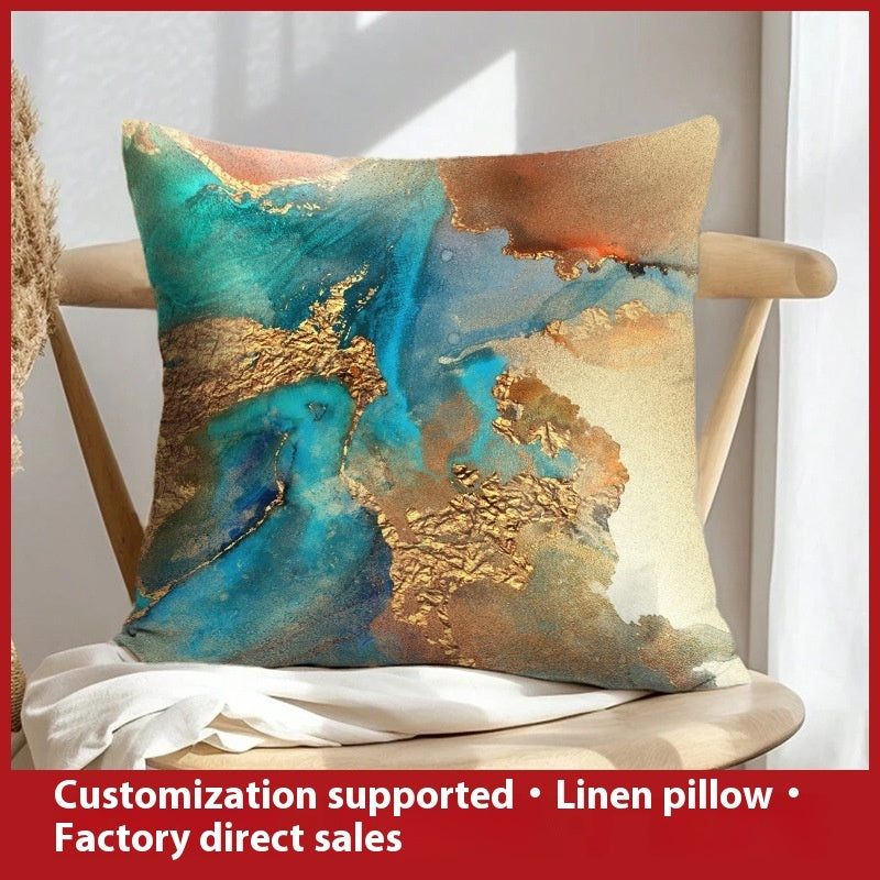 Abstract Oil Painting Linen Pillow Cover
