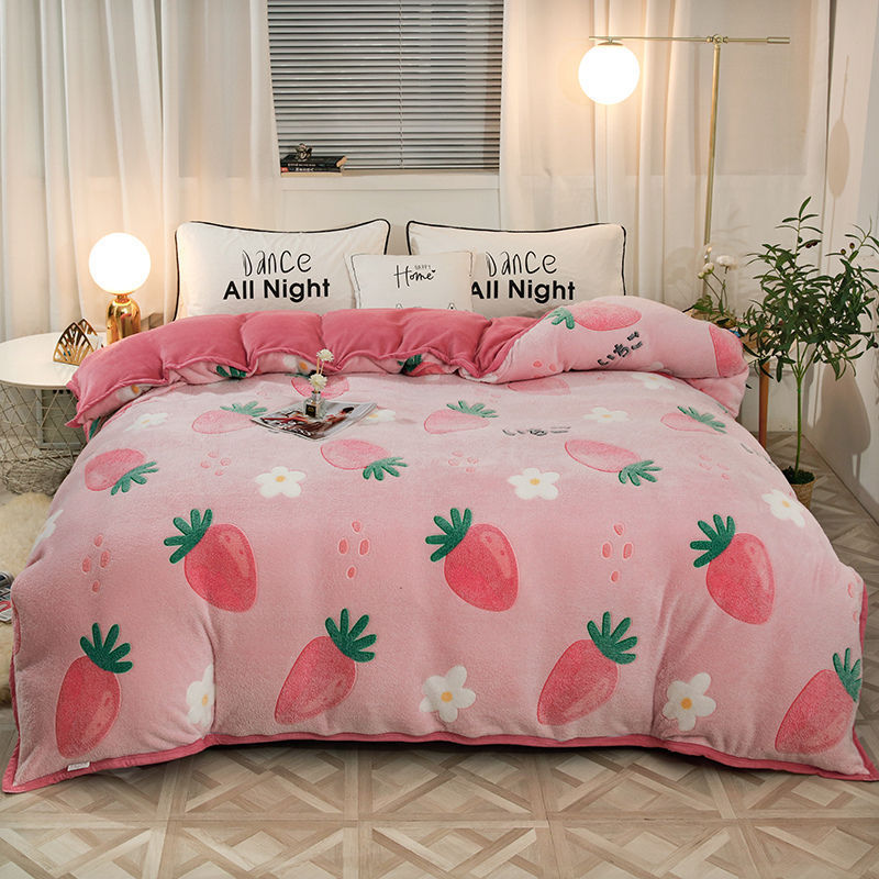 Plush Thick Snowflake Duvet Cover Single Piece Flannel