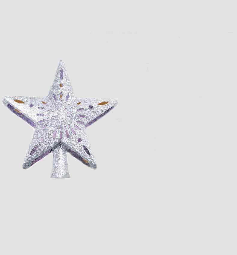 Christmas Tree Topper Star Lighted 3D Glitter